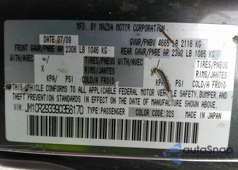 2009 Mazda Mazda5 Sport z USA, uszkodzony, nr VIN JM1CR293390358170